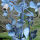 Lustre fleuri blue enamelled sheet chandelier 80s vintage