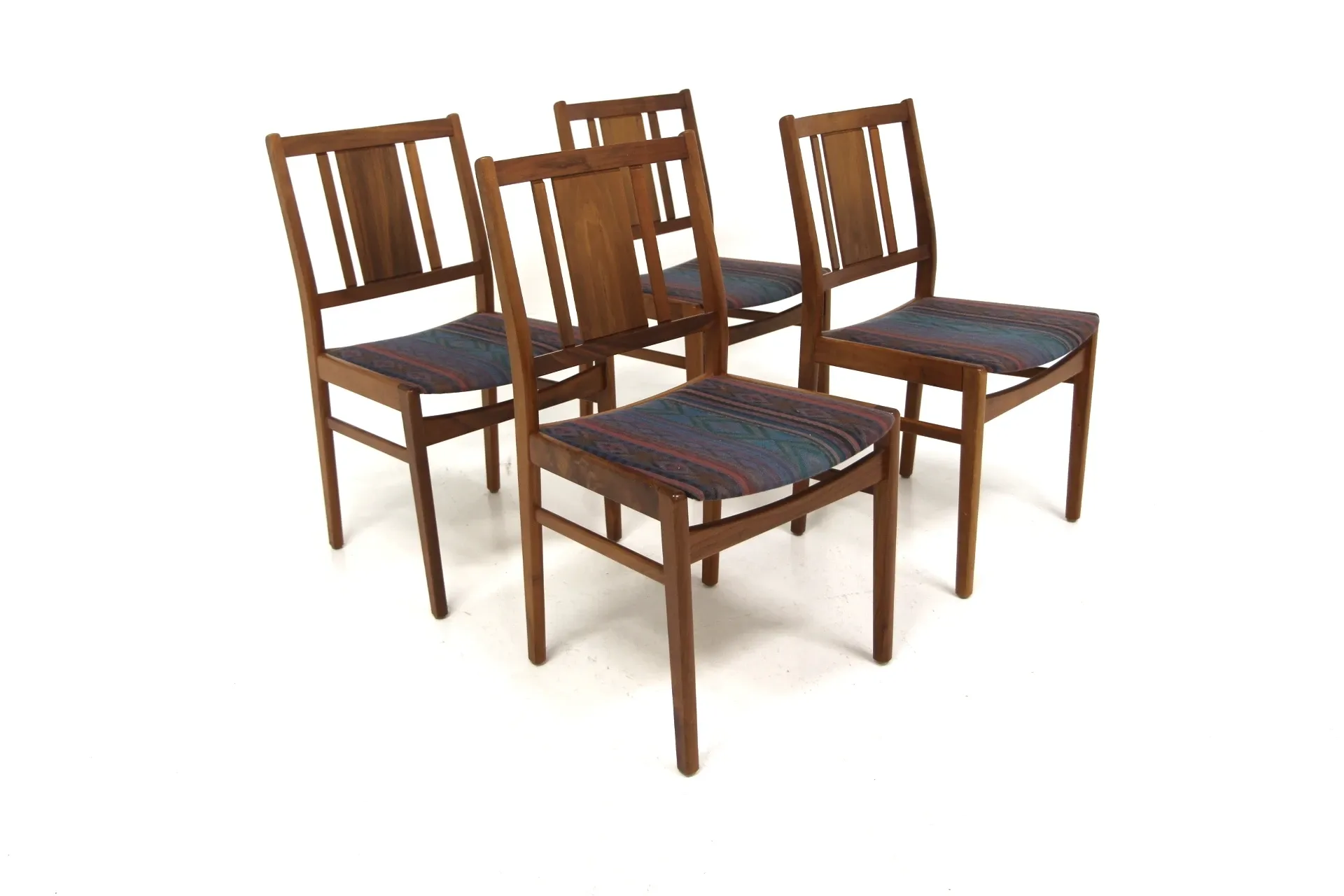 Set of 4 Scandinavian walnut chairs, Sweden, 1960.
