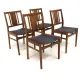 Set of 4 Scandinavian walnut chairs, Sweden, 1960.