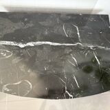 Storage unit, vintage bedside table painted black with a black marble top