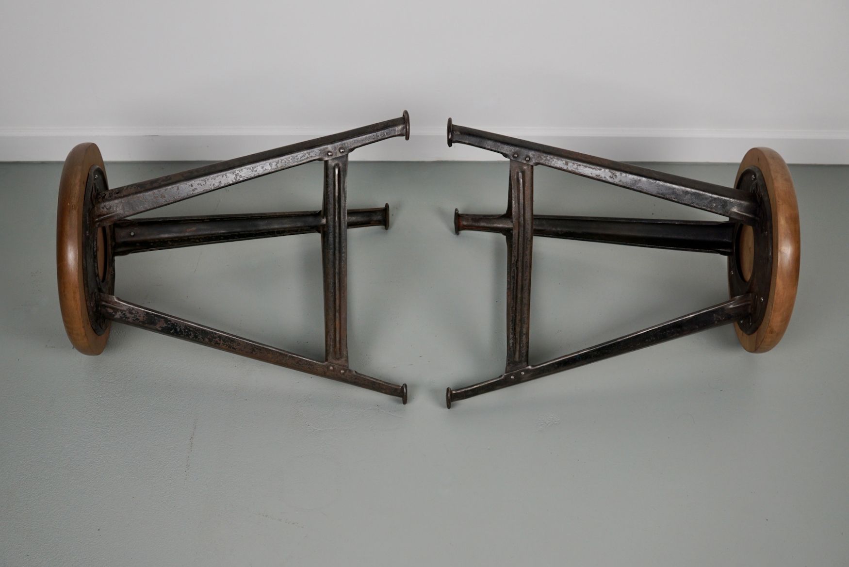 Pair of Industrial Steel Factory Stools By Rowac Robert Wagner Chemnitz, 1930s