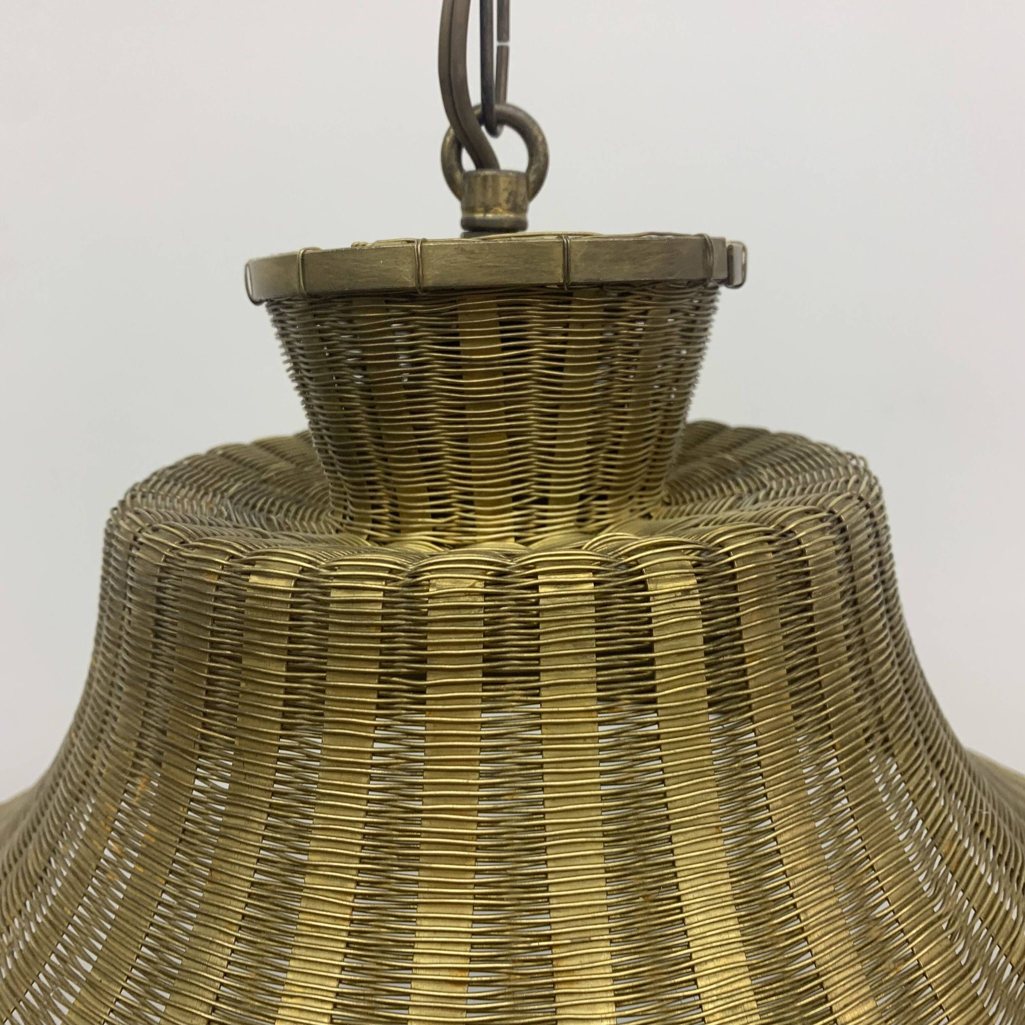 Woven brass wire hanging lamp , 1950s