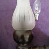 Set of wooden and frosted glass wall lights