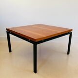 Square metal and walnut coffee table, Italy 60s
