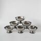 set of 6 large wide foot bowls in stainless steel 1970