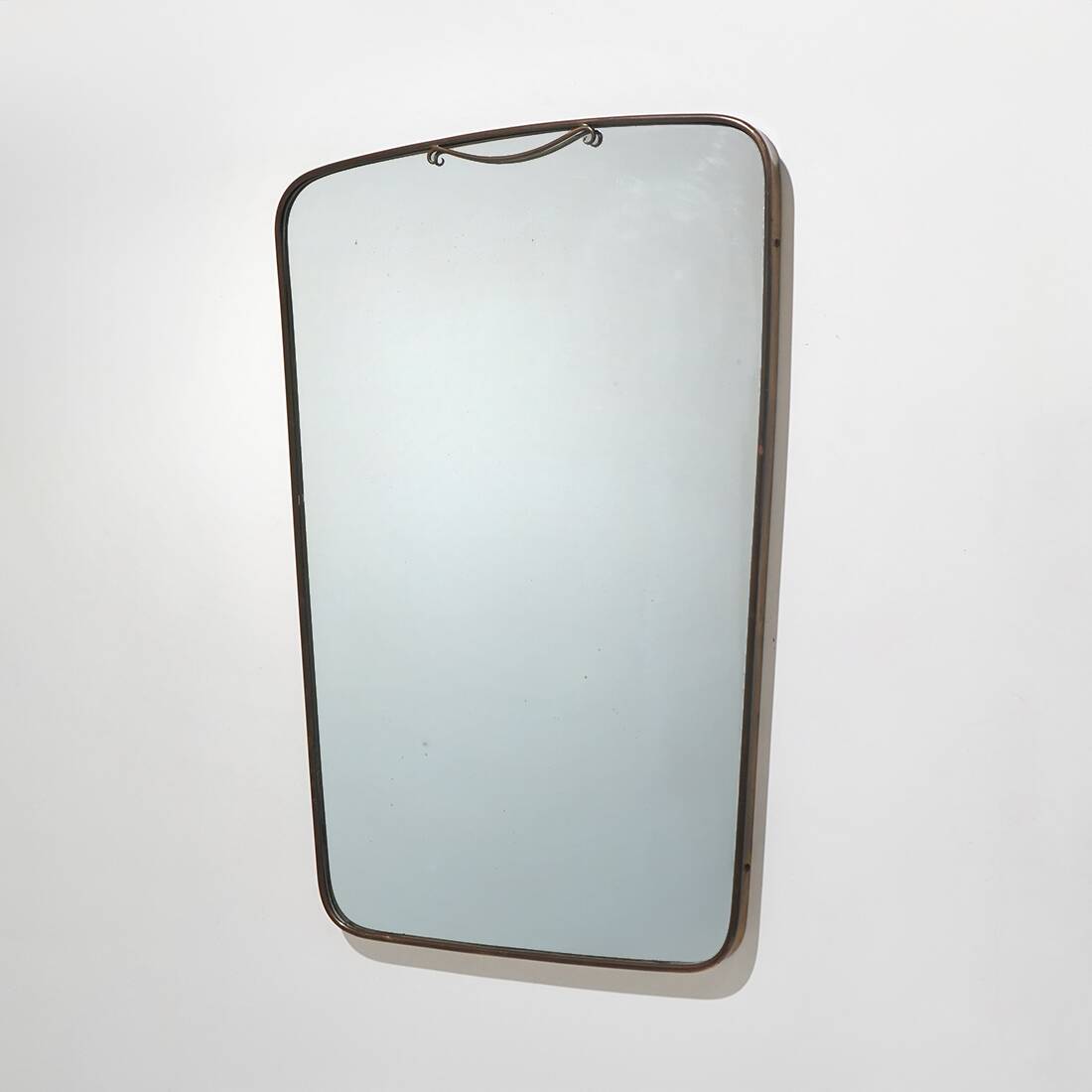Wall mirror with brass frame, 1950s