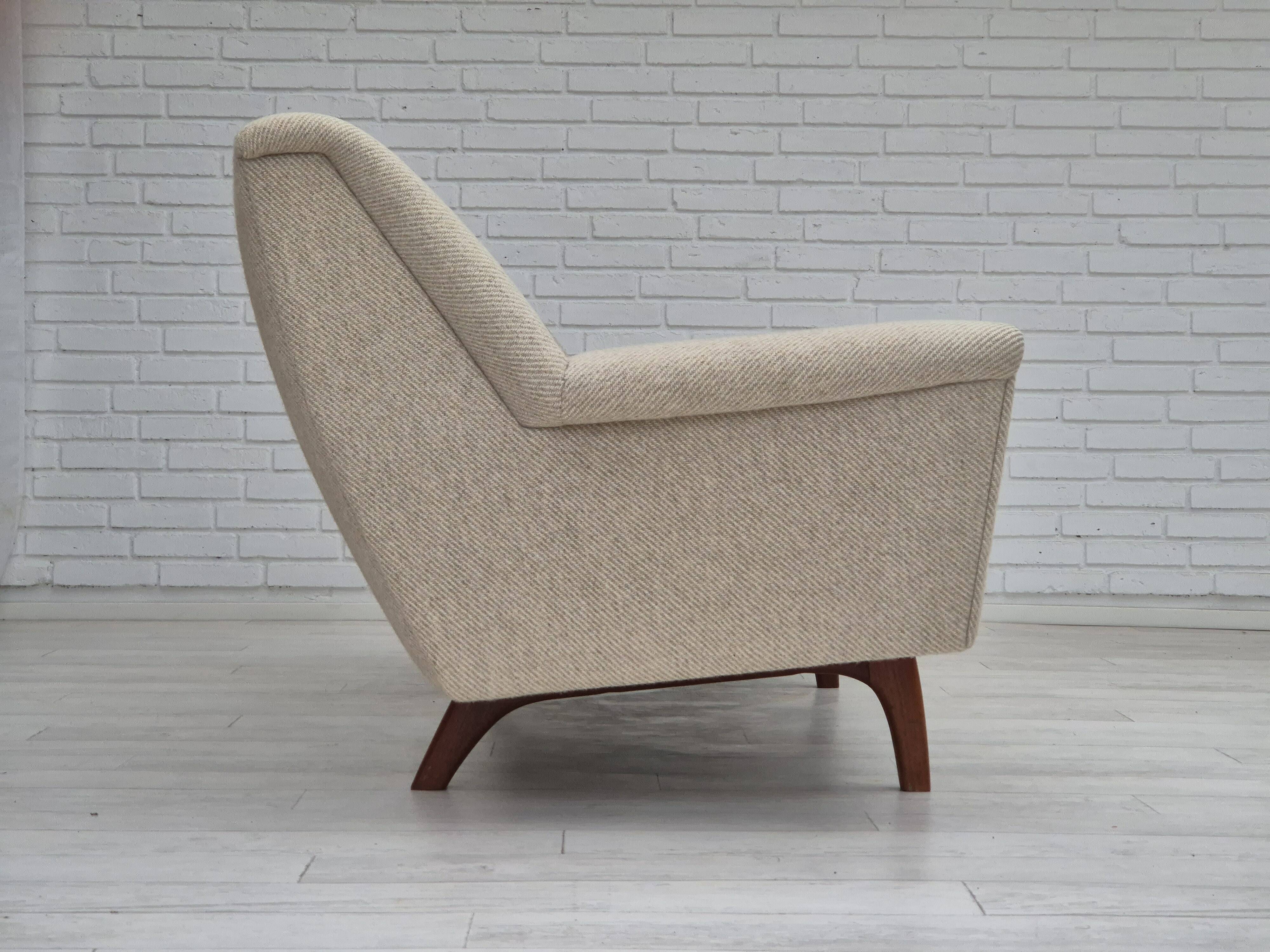 1970s, Danish 3 seater sofa, original condition, wool, teak wood.