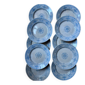 Set of 10 Sarreguemines “Balkan Blue” dessert plates / antique porcelain