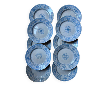 Lot 10 assiettes dessert Sarreguemines “Balkan bleu” / porcelaine anci
