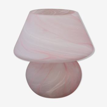 Lampe champignon en verre rose