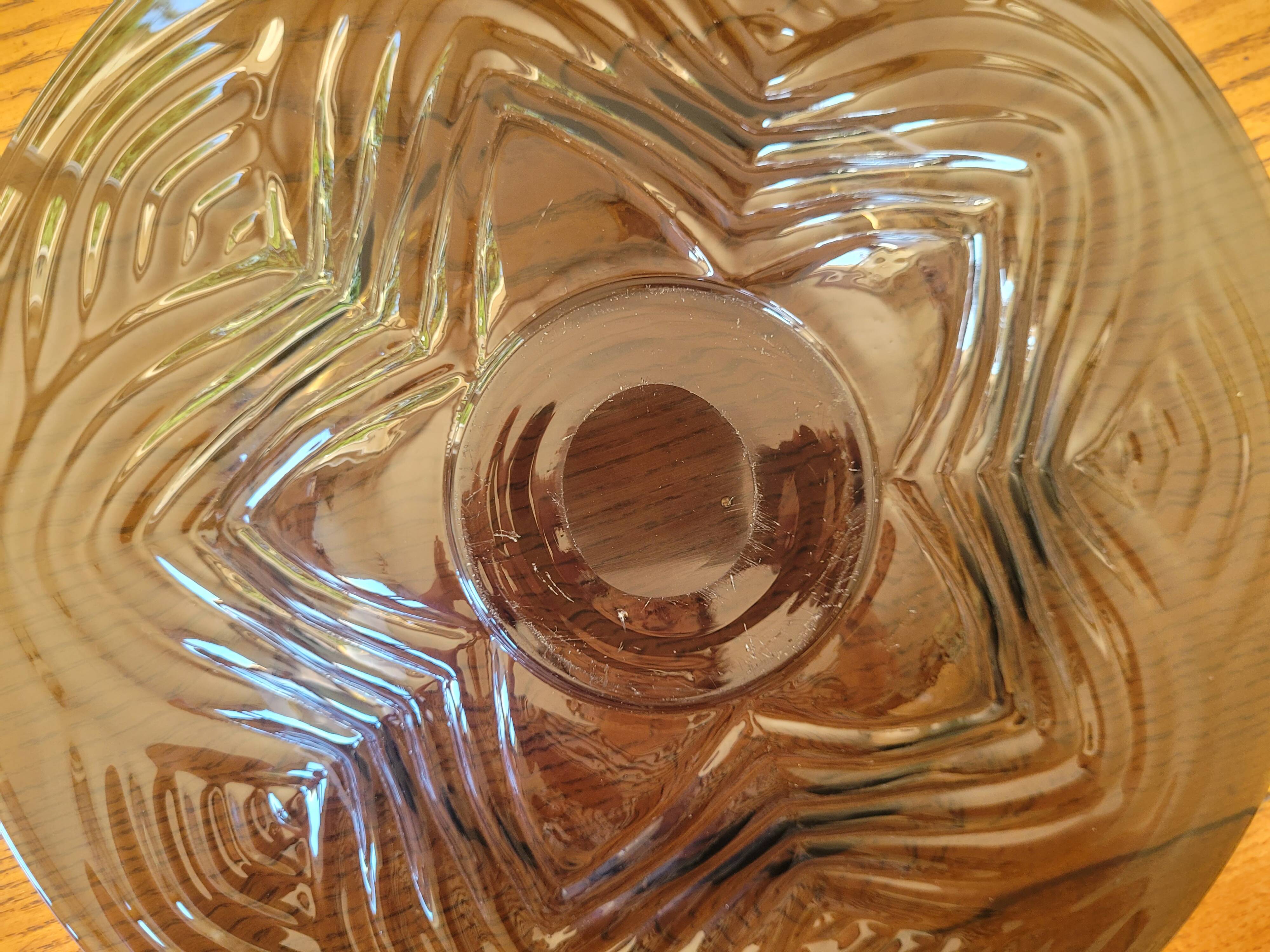 Grande coupe à fruit/centre de table Art déco en verre fumé