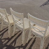 Set de 4 chaises blanches en rotin