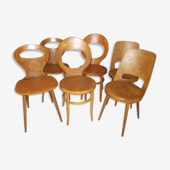 Suite of 6 Baumann chairs 1960