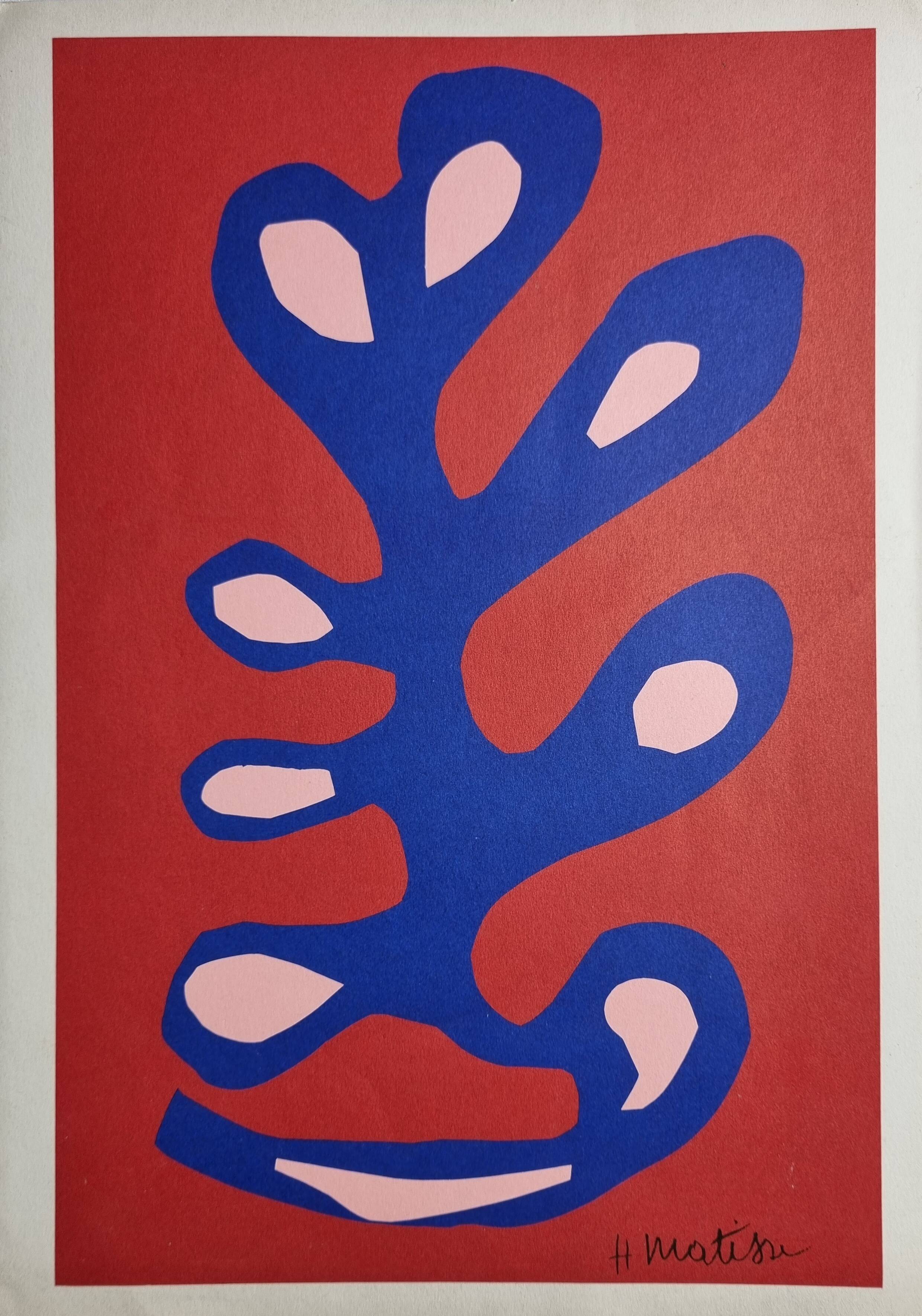 Palme bleue sur fond rouge, Canson 1981, 29 cm