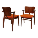 Ilmari Tapiovaara, Set of 2 vintage ‘Domus’ armchairs, 1946