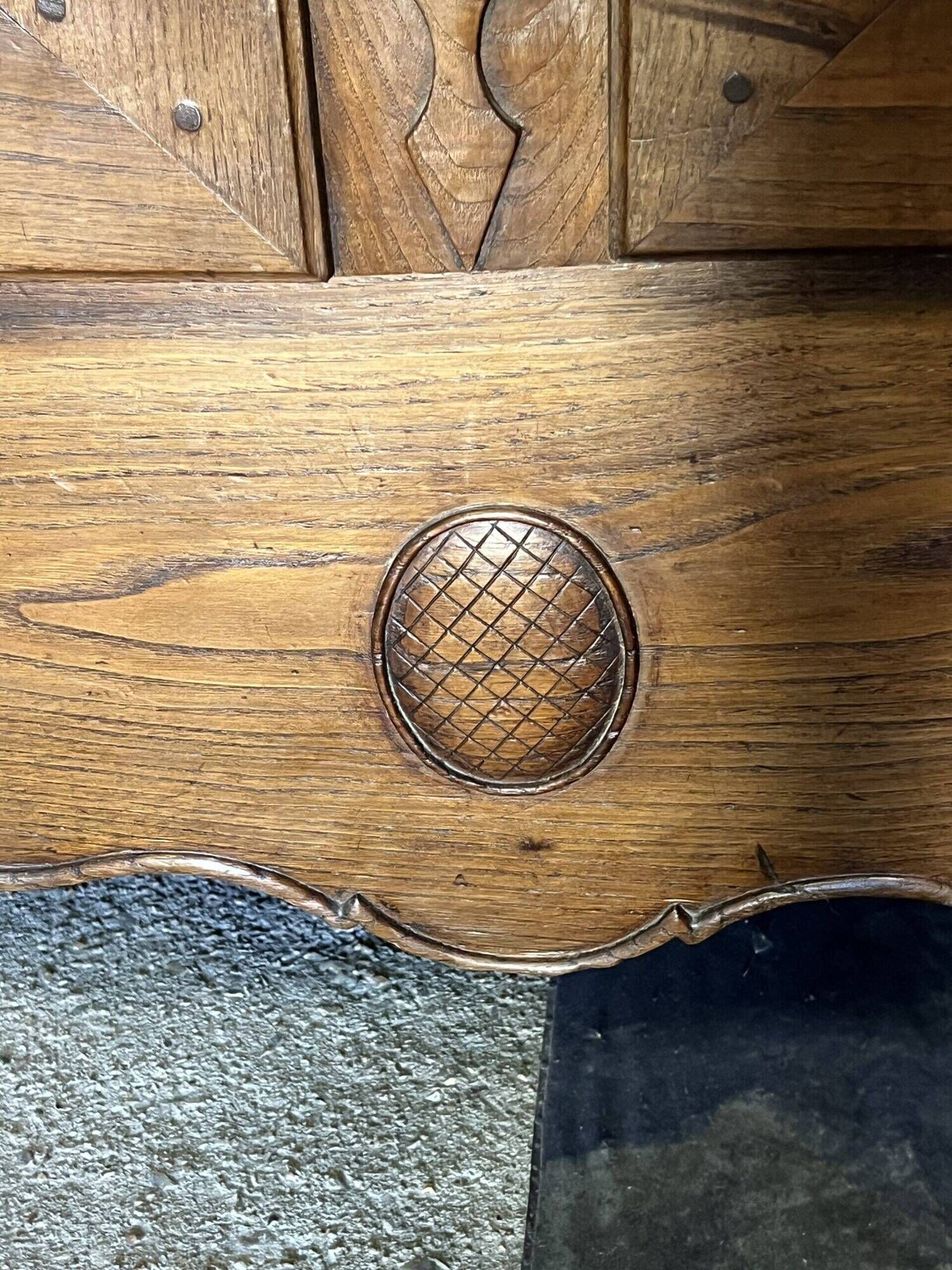 Very beautiful and old carved wooden wardrobe from the 19th century, small size, height 211 cm.