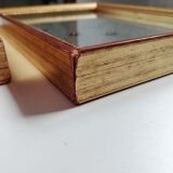 Pair of photo frames under glass, gilded wood