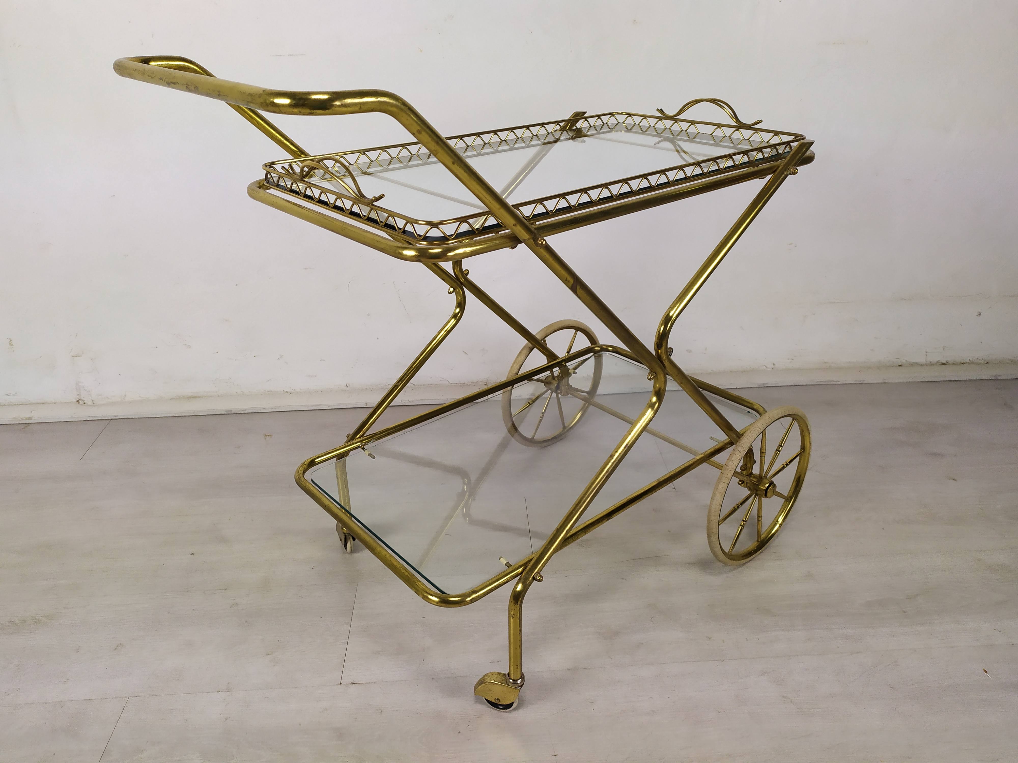 Desserte roulante laiton doré vintage