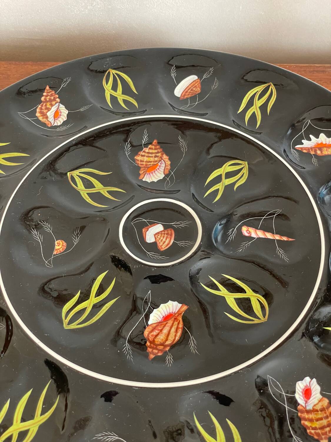 Large oyster dish, Henriot Quimper shellfish