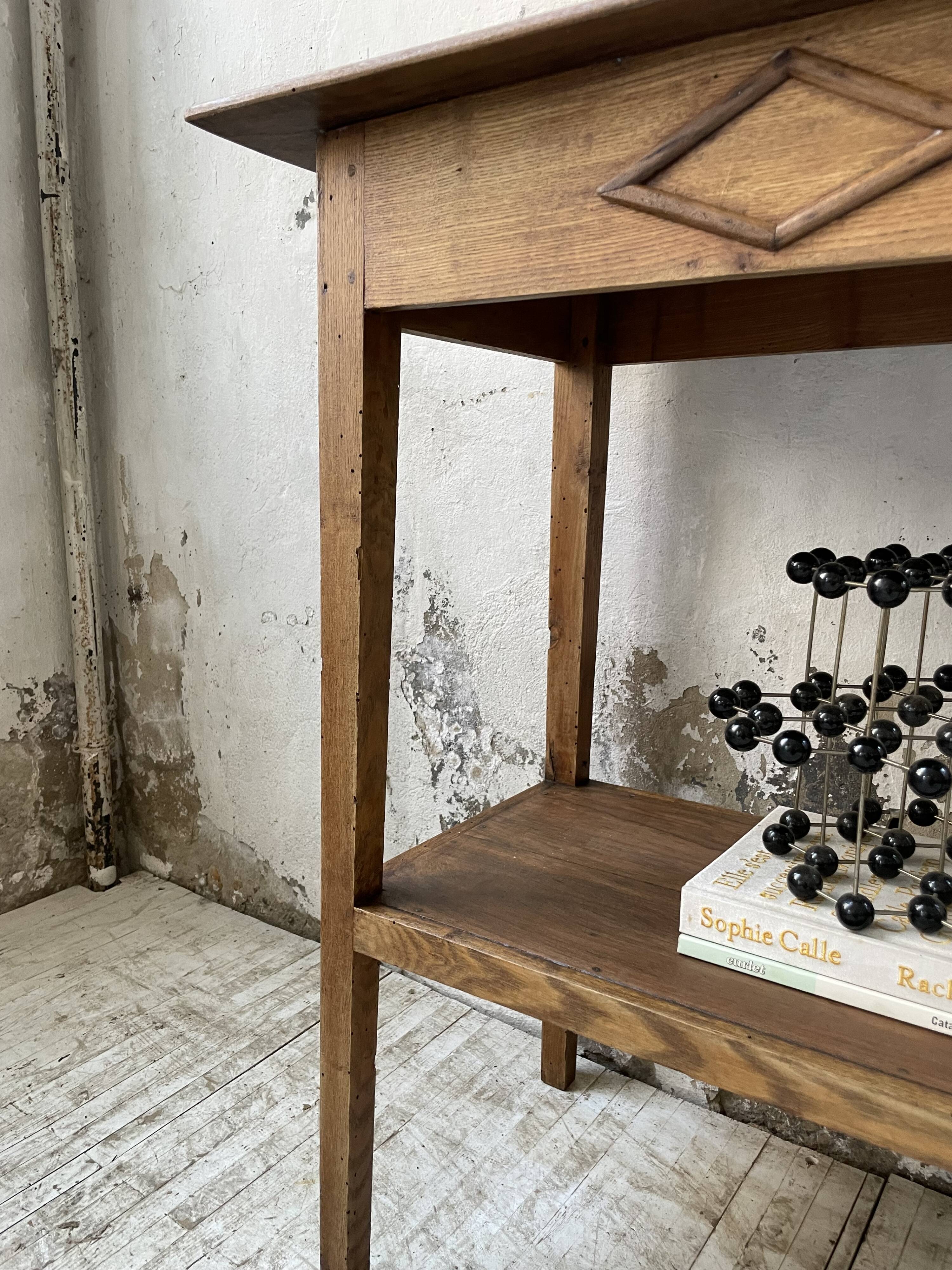 Oak spindle leg console table