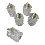 Set of 5 vintage molded glass globe suspensions