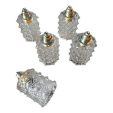 Set of 5 vintage molded glass globe suspensions