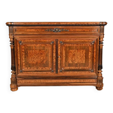 Commode Buffet in Amboyna Burl and Rosewood, Louis XVI style – 2nd Part 19th