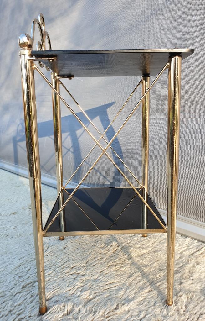 Vintage 70s gold and black opaline serving trolley