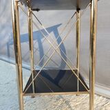 Vintage 70s gold and black opaline serving trolley