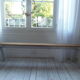 Farmhouse bench, pearl grey patinated oak bed, wood seat waxed finish.