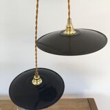Pair of suspensions in black & white enamelled sheet metal