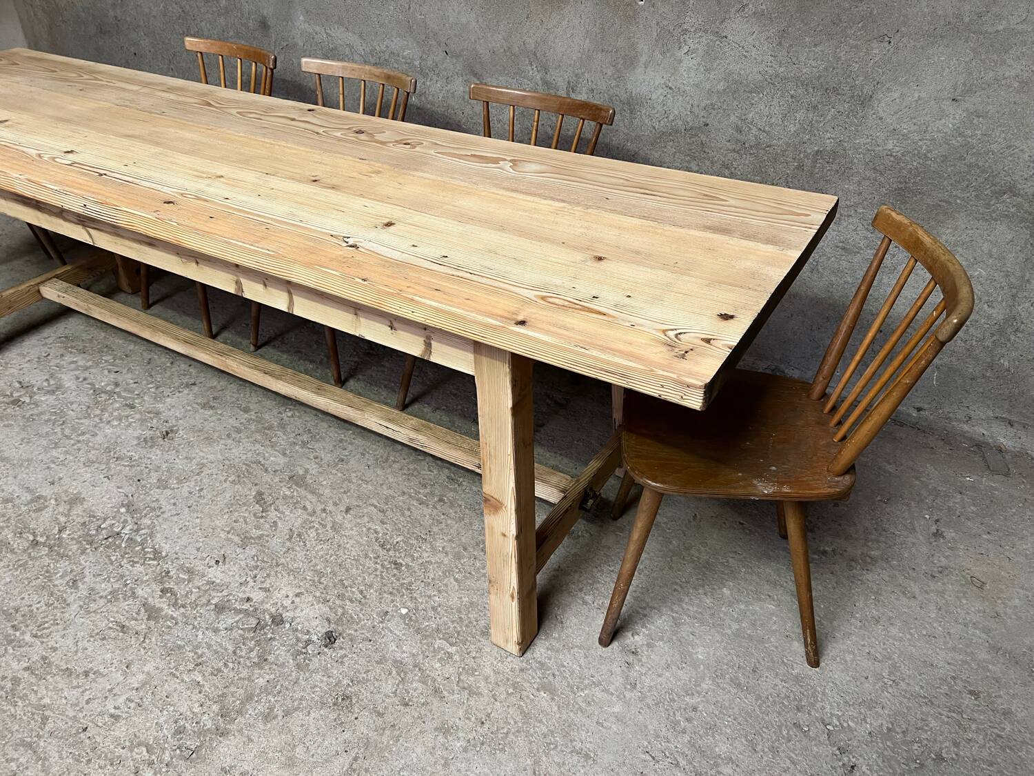 Old fir farm table 1930-1950 vintage country table