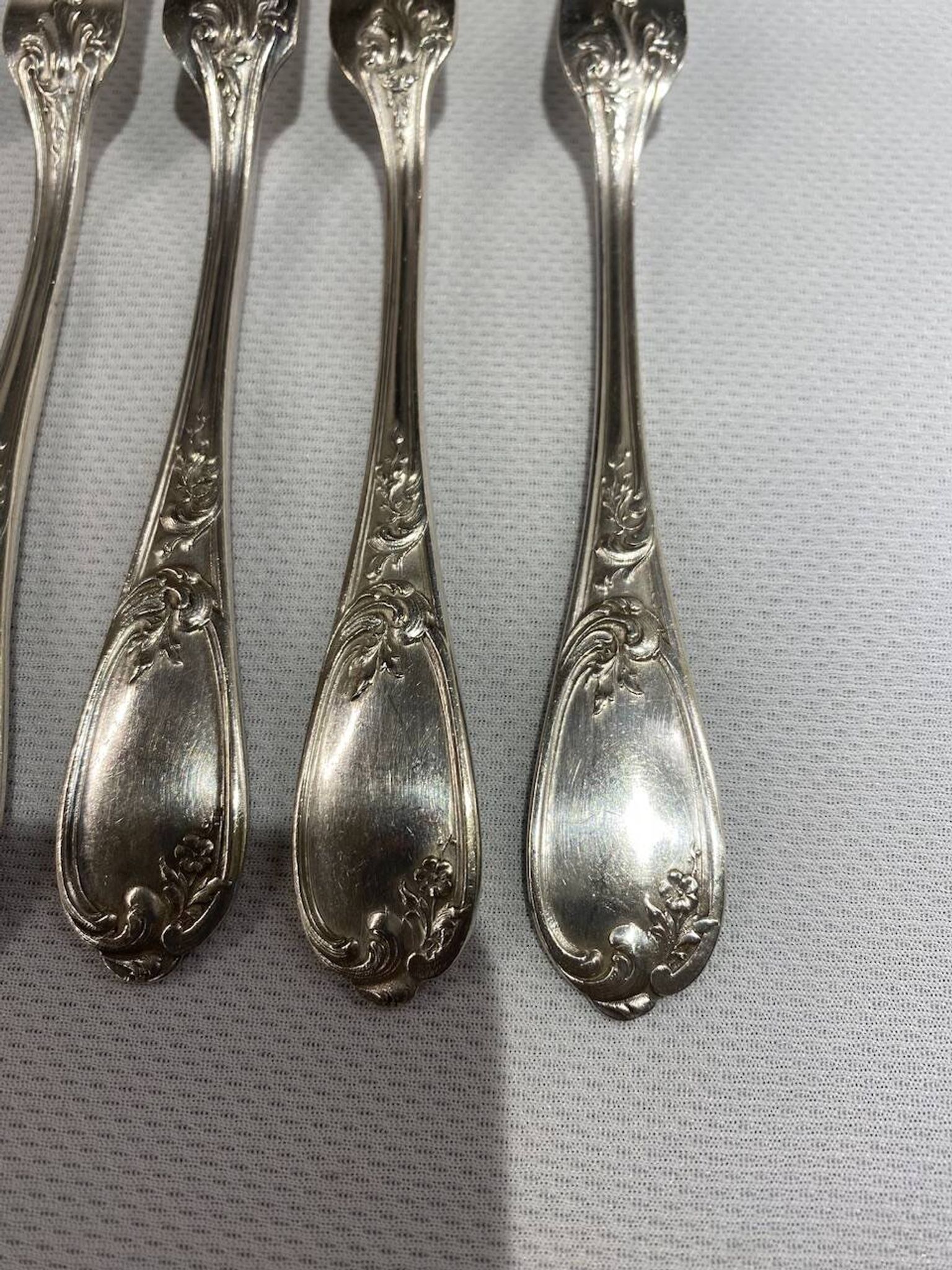 10 snail forks, rocaille model, Ercuis brand