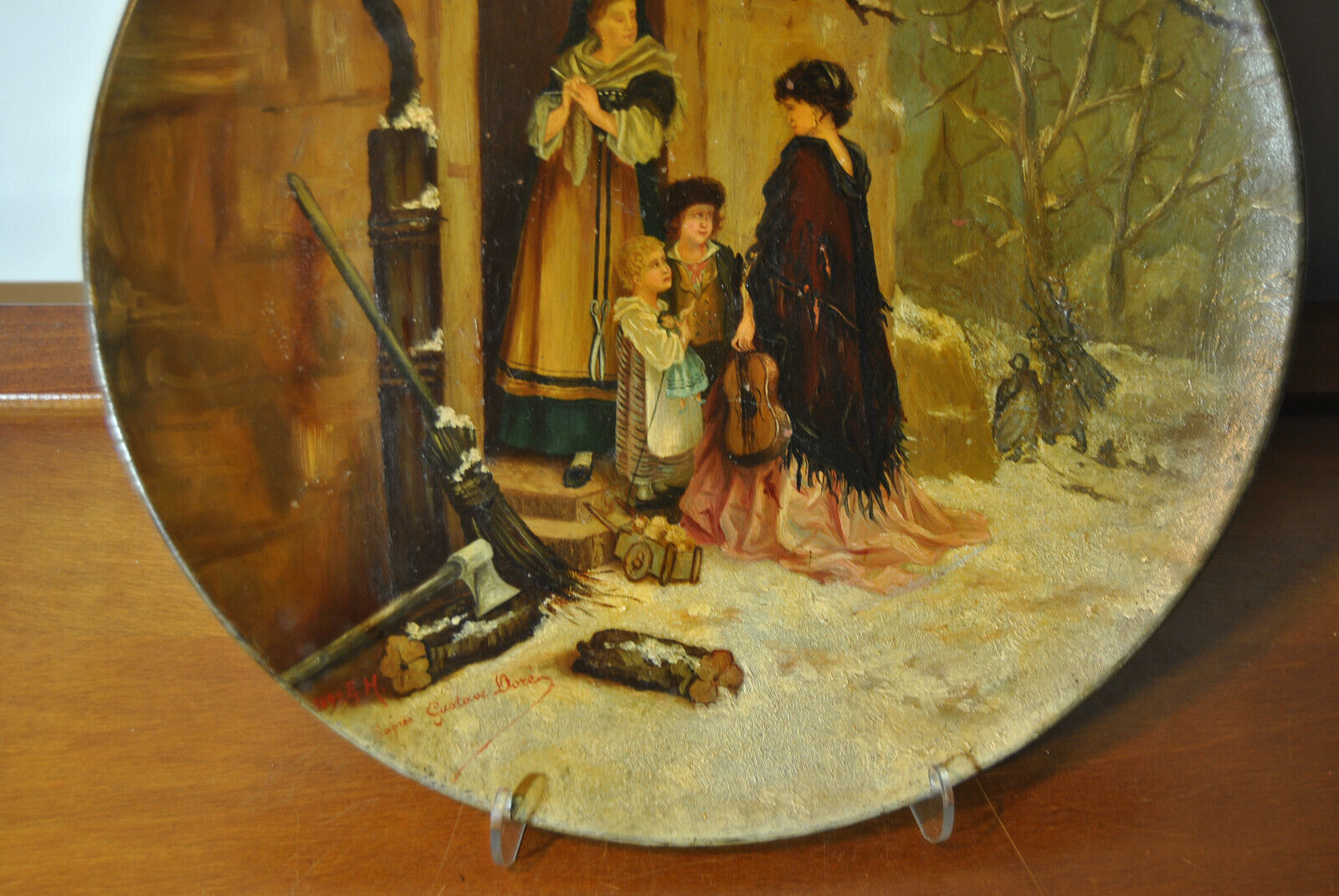 Alsatian terracotta dish painted decorative 19th century