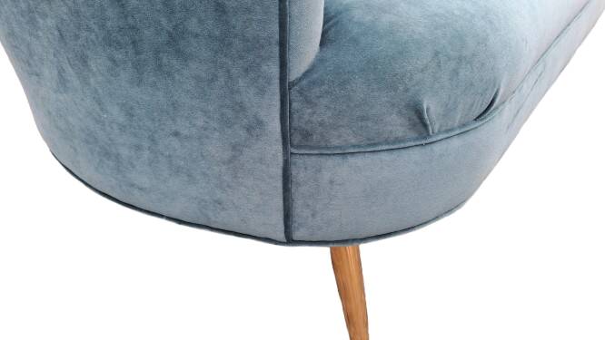 Blue velvet rounded canapé design 214 cm Art Deco style – as new KAOLIN