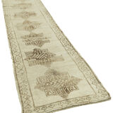 Handwoven antique anatolian beige runner rug 83 cm x 348 cm