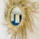 Round straw mirror with fringe, 80cm
