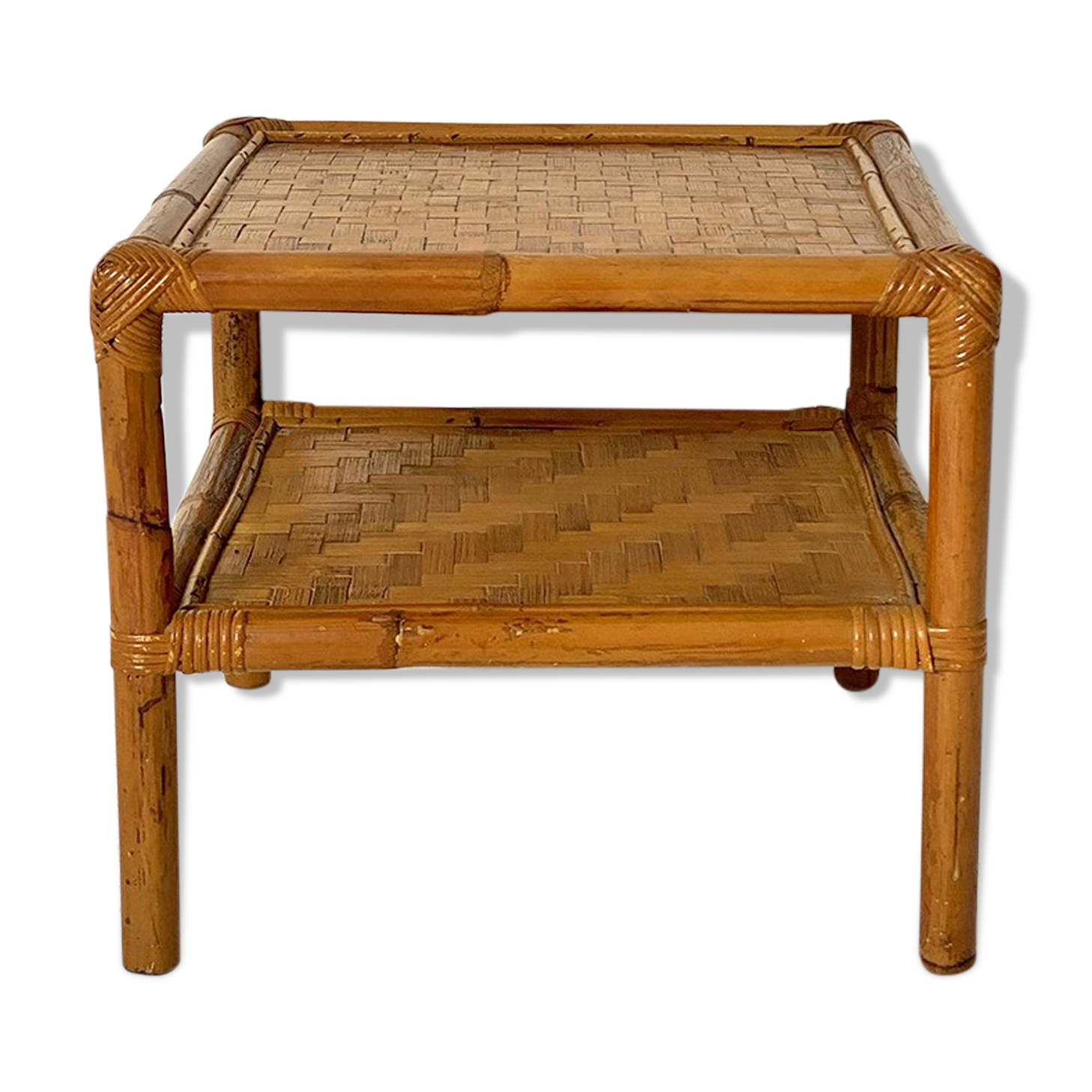Side table in vintage rattan 70's