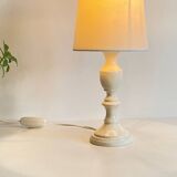 Vintage White-Cream Lacquered WOOD LAMP