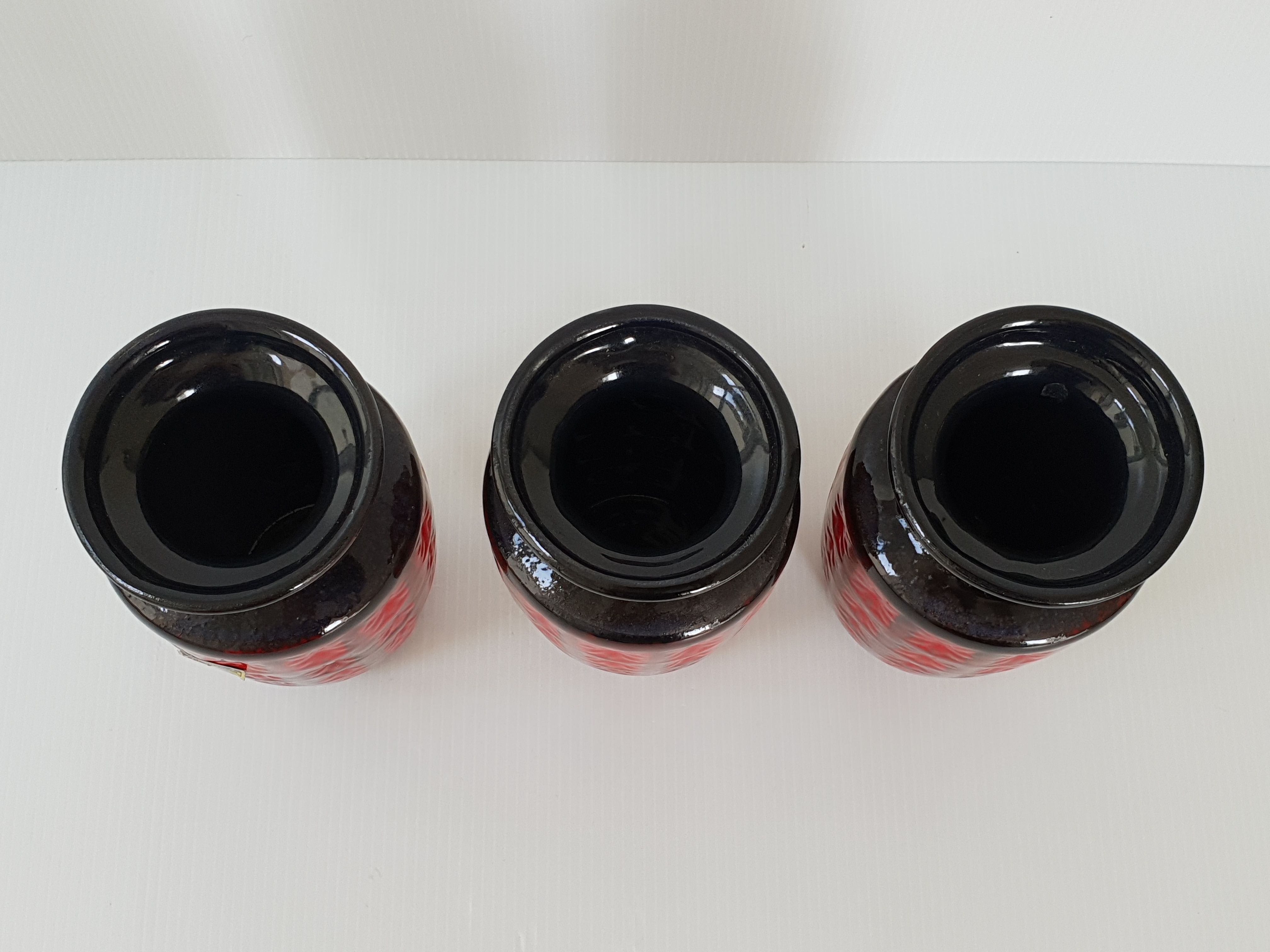 Suite of 3 vintage Scheurich vases 1970