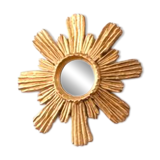 Golden carved wooden sun mirror — 38 cm