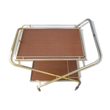 Desserte sur roulettes métal doré et formica années 70 vintage