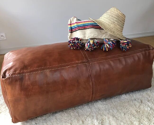 Brown leather floor cushion
