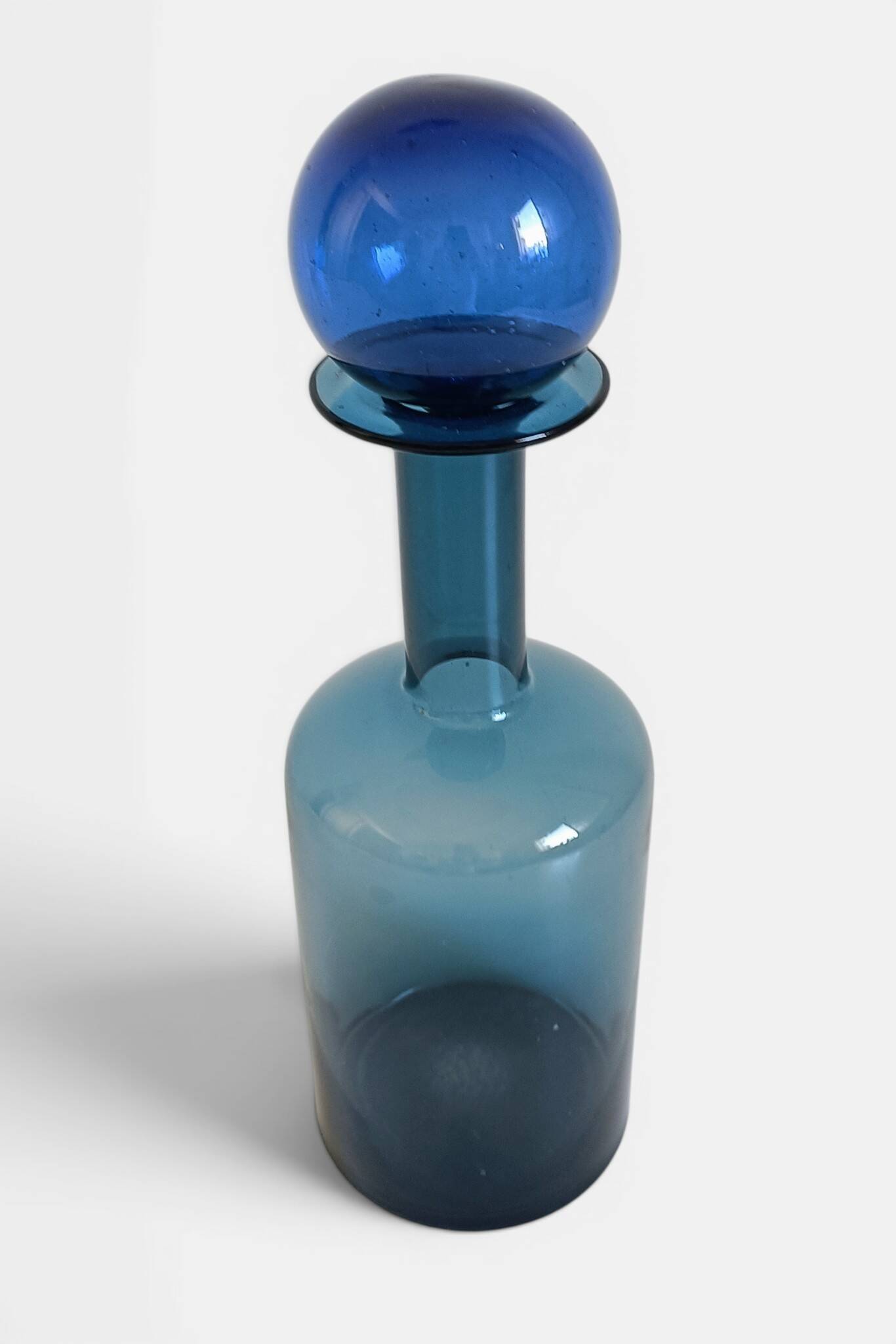 Scandinavia Modern Otto Bauer for Holmegaard Blue Glass Bottle Decanter