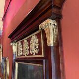 Italian Empire Mahogany and Parcel Gilt Console with Mirror and Carrara Marble Top, Late 18th Century