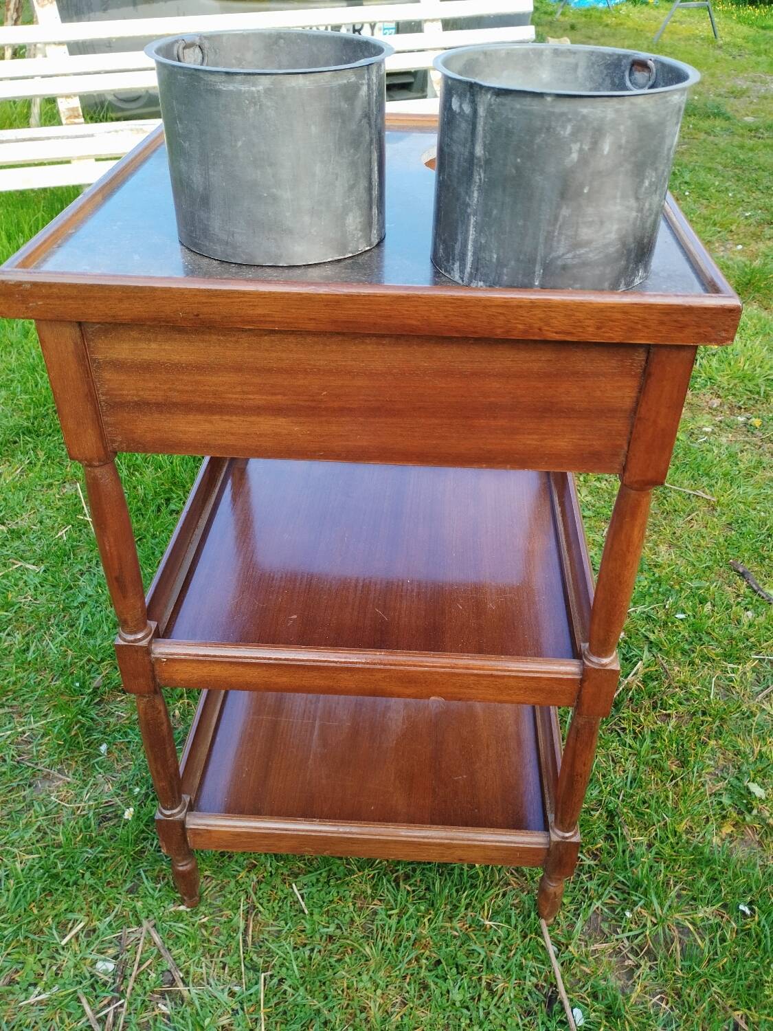 Meuble rafraîchissoir ancien avec plateau marbre
