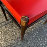 6 chairs year 70 imitation red leather