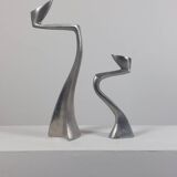 Pair of postmodern aluminium candlesticks by Matthew Hilton