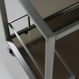 Brushed metal and smoked glass trolley or serving cart, Italy 1970s