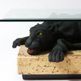 Panther coffee table on stone base and glass tablet
